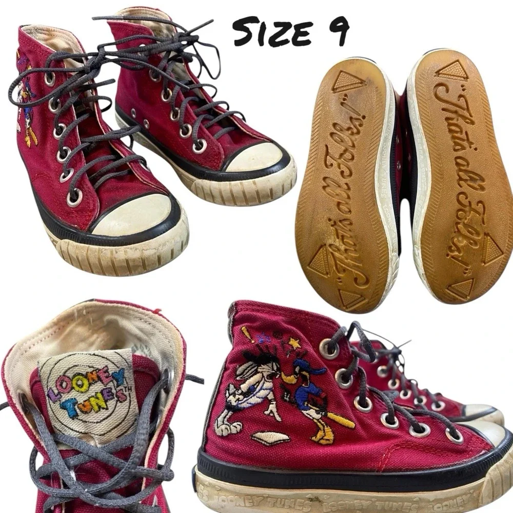 Retro Keds‎ Looney Tunes WB High-Top Baseball Canvas Sneaker 90's VINTAGE Sz 9